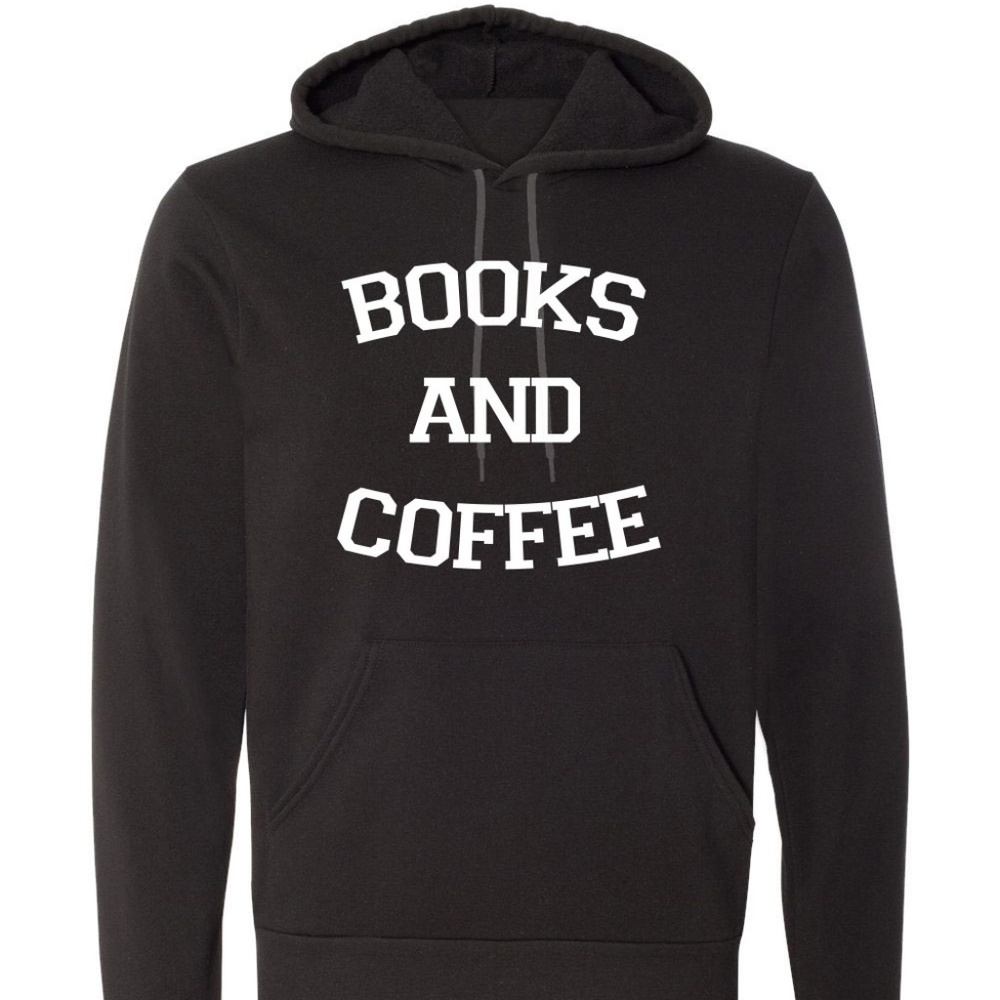 BOOKS AND COFFEE Soft Unisex Hooded Pullover